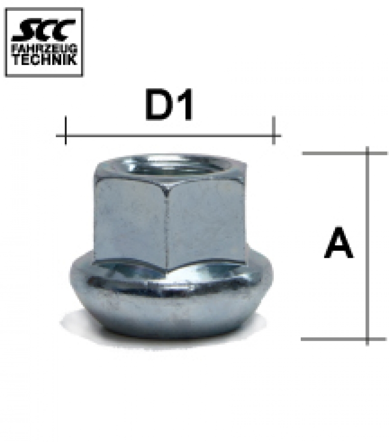 5x Radmuttern M14x1,5 - Stahl verzinkt - Kugelbund - SW19