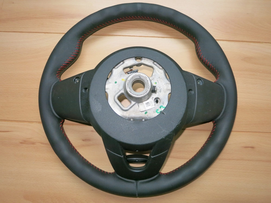 3-Speichen Lenkrad Leder Schwarz - Naht Rot - original Works / JCW - für Mini F54 bis F57 - Multifunktion
